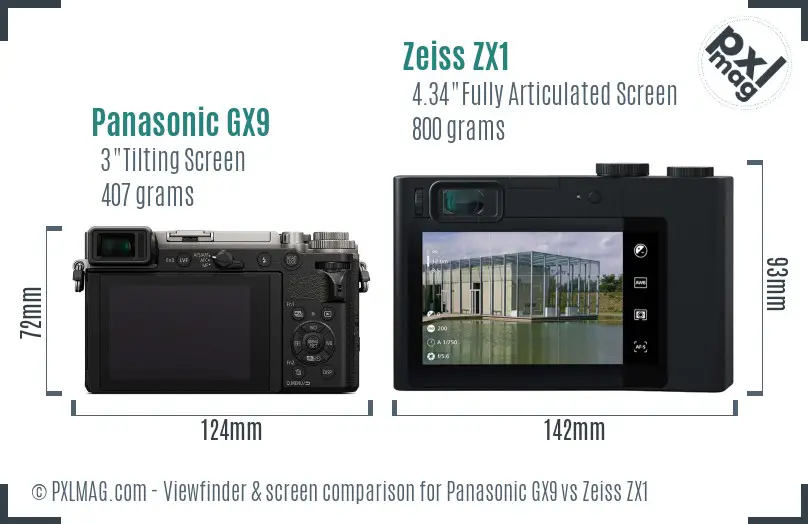 Panasonic GX9 vs Zeiss ZX1 Screen and Viewfinder comparison