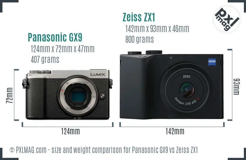 Panasonic GX9 vs Zeiss ZX1 size comparison