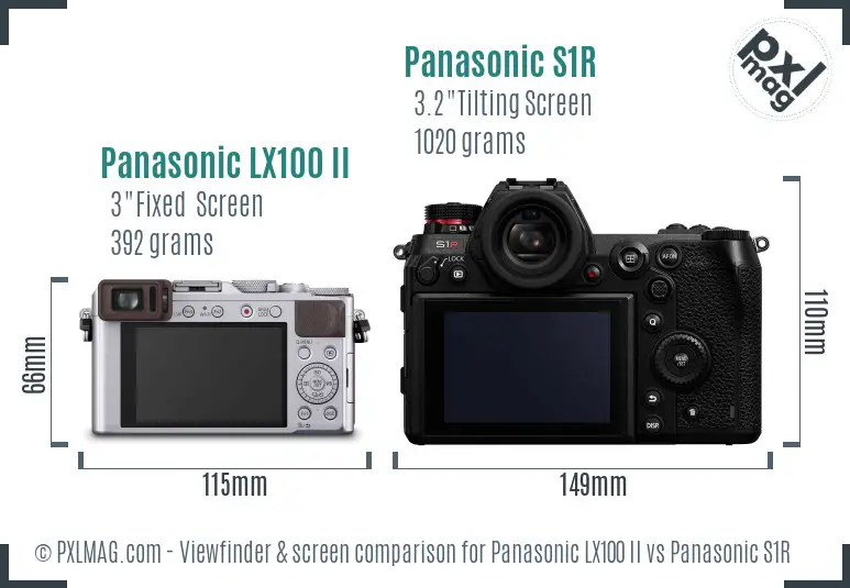 Panasonic LX100 II vs Panasonic S1R Screen and Viewfinder comparison