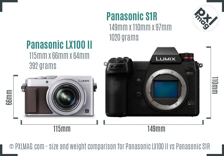 Panasonic LX100 II vs Panasonic S1R size comparison