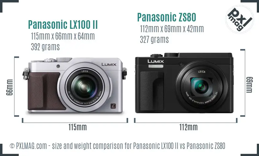 Panasonic LX100 II vs Panasonic ZS80 size comparison