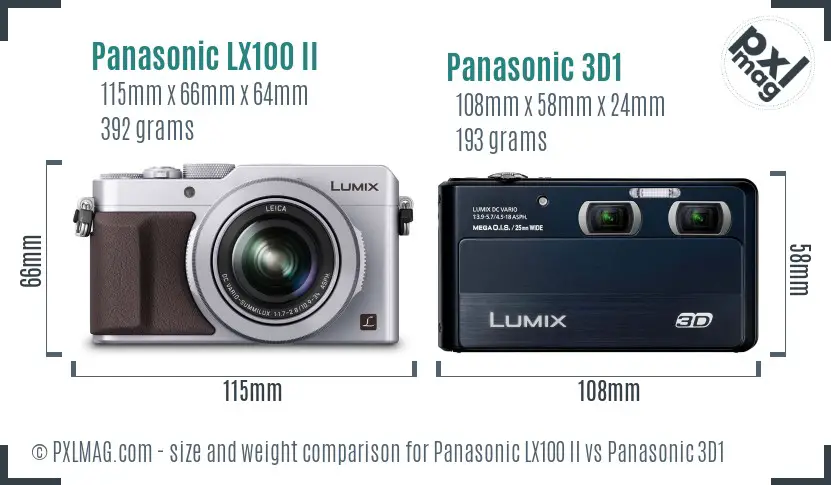 Panasonic LX100 II vs Panasonic 3D1 size comparison