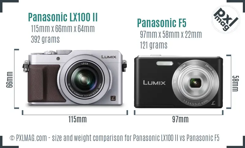 Panasonic LX100 II vs Panasonic F5 size comparison