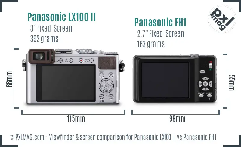Panasonic LX100 II vs Panasonic FH1 Screen and Viewfinder comparison