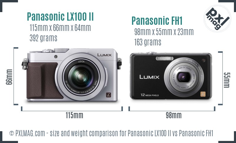 Panasonic LX100 II vs Panasonic FH1 size comparison