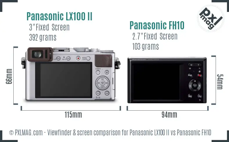 Panasonic LX100 II vs Panasonic FH10 Screen and Viewfinder comparison