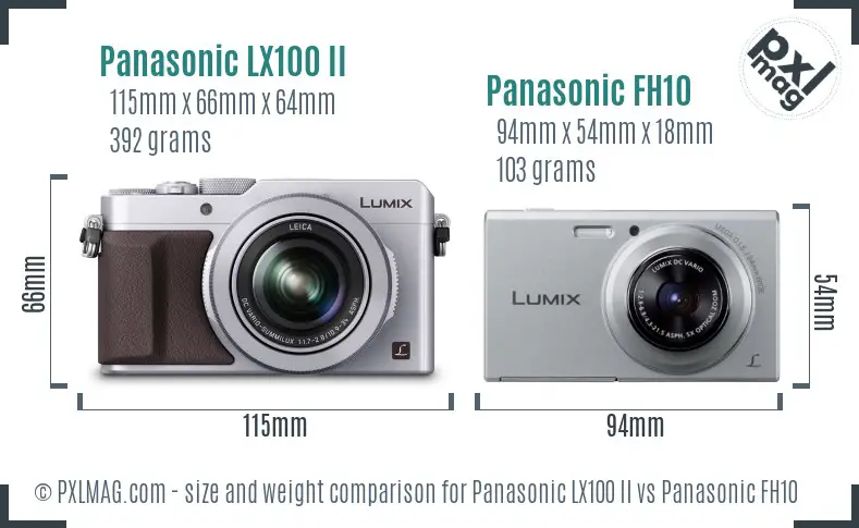 Panasonic LX100 II vs Panasonic FH10 size comparison