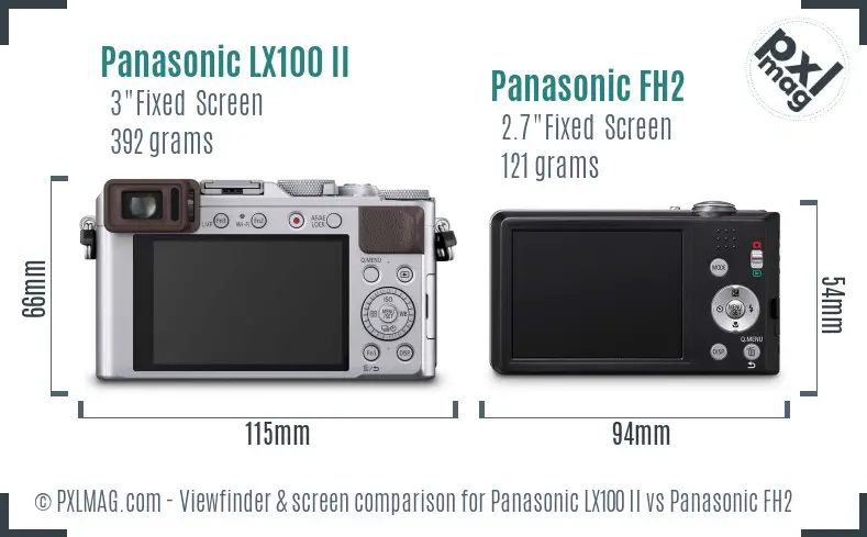 Panasonic LX100 II vs Panasonic FH2 Screen and Viewfinder comparison