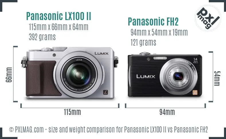 Panasonic LX100 II vs Panasonic FH2 size comparison