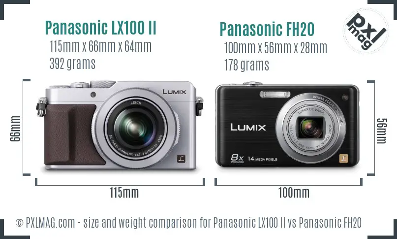 Panasonic LX100 II vs Panasonic FH20 size comparison