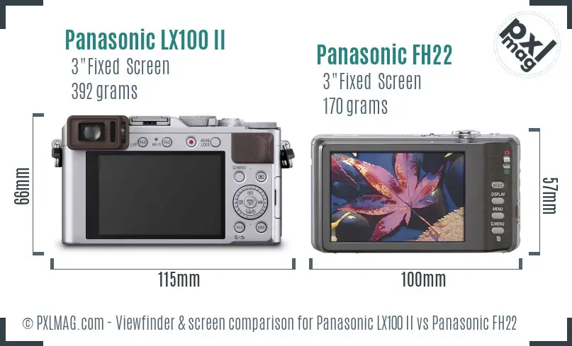 Panasonic LX100 II vs Panasonic FH22 Screen and Viewfinder comparison