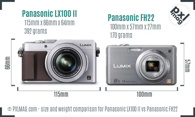 Panasonic LX100 II vs Panasonic FH22 size comparison