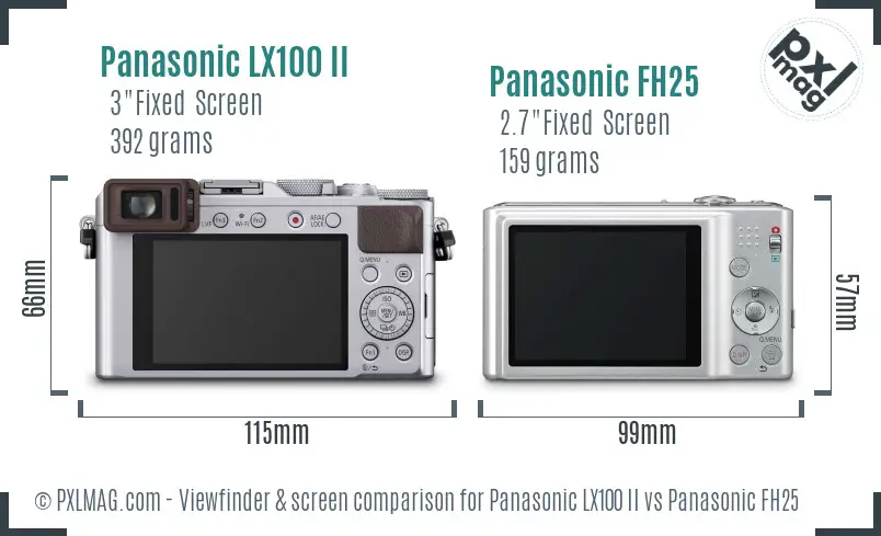 Panasonic LX100 II vs Panasonic FH25 Screen and Viewfinder comparison