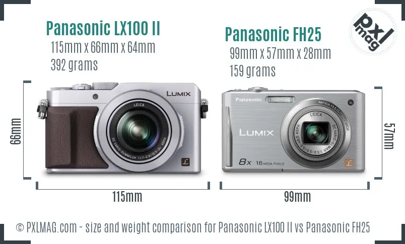 Panasonic LX100 II vs Panasonic FH25 size comparison