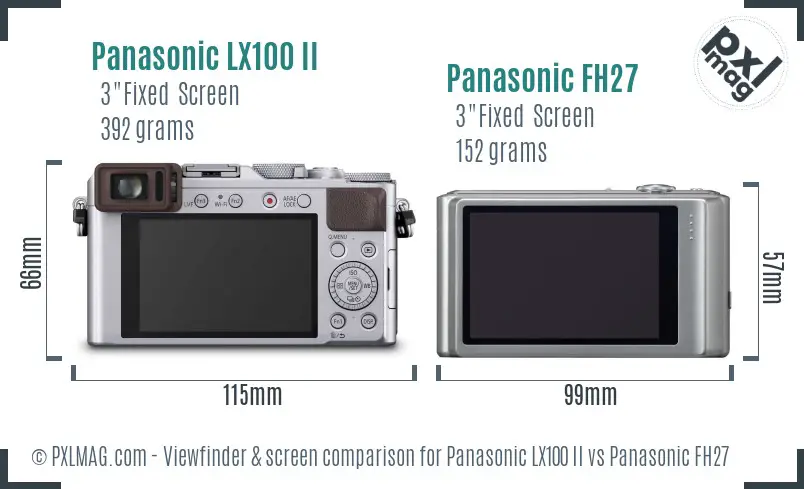 Panasonic LX100 II vs Panasonic FH27 Screen and Viewfinder comparison