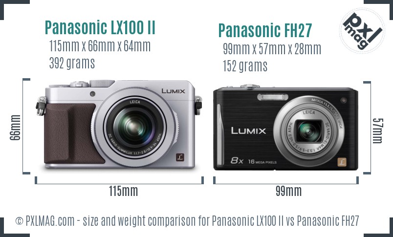 Panasonic LX100 II vs Panasonic FH27 size comparison
