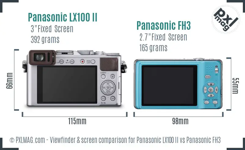Panasonic LX100 II vs Panasonic FH3 Screen and Viewfinder comparison