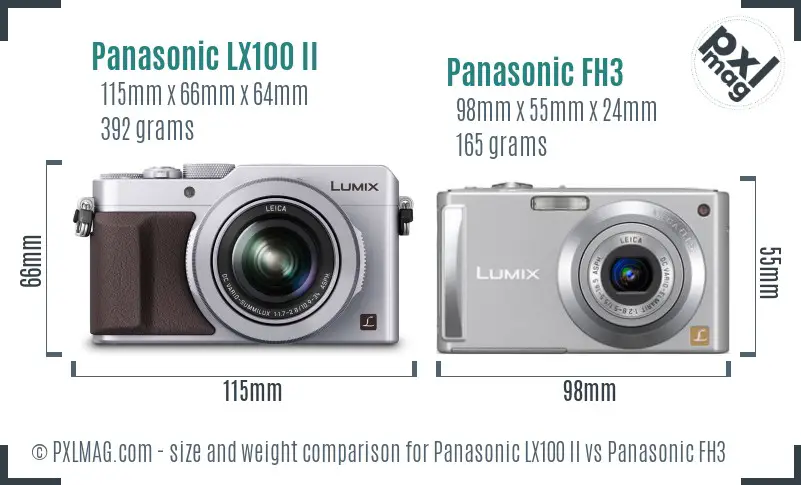 Panasonic LX100 II vs Panasonic FH3 size comparison