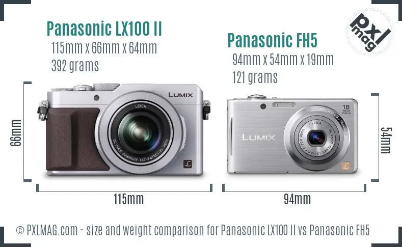 Panasonic LX100 II vs Panasonic FH5 size comparison