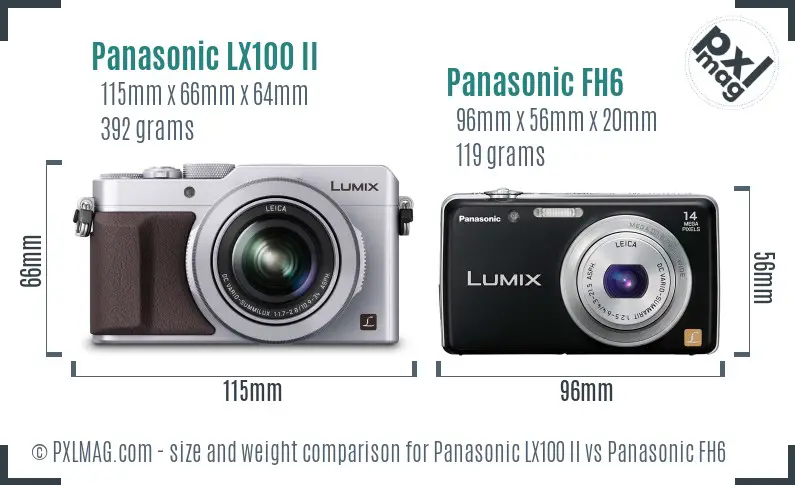 Panasonic LX100 II vs Panasonic FH6 size comparison