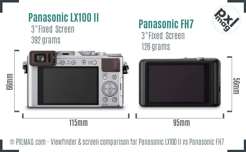 Panasonic LX100 II vs Panasonic FH7 Screen and Viewfinder comparison