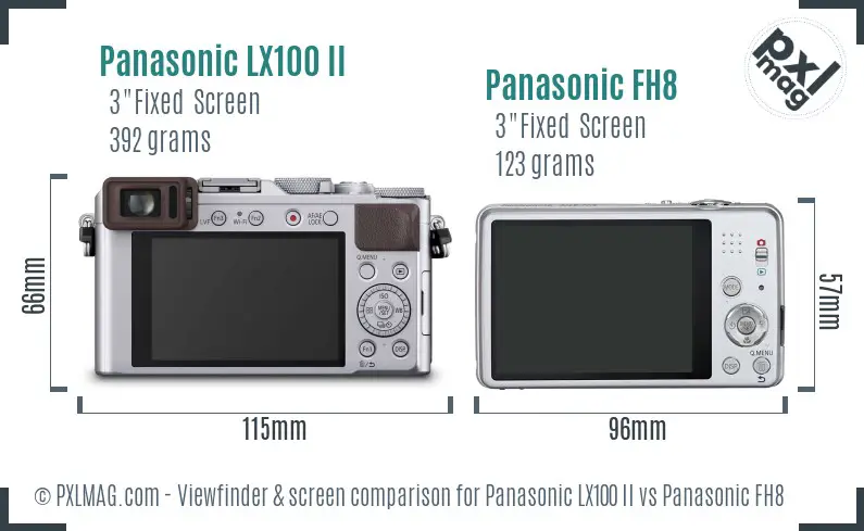 Panasonic LX100 II vs Panasonic FH8 Screen and Viewfinder comparison