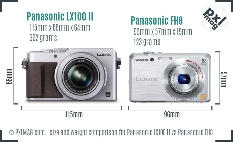 Panasonic LX100 II vs Panasonic FH8 size comparison