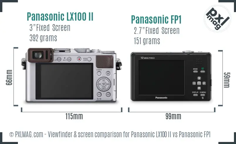 Panasonic LX100 II vs Panasonic FP1 Screen and Viewfinder comparison