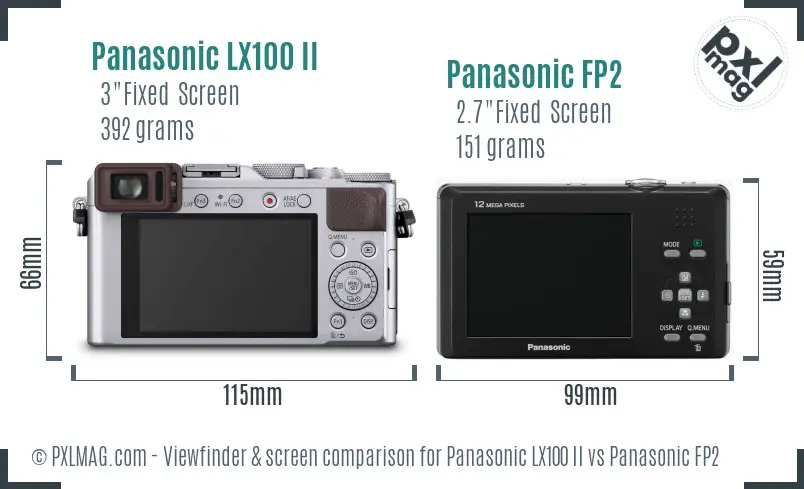 Panasonic LX100 II vs Panasonic FP2 Screen and Viewfinder comparison