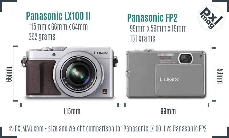Panasonic LX100 II vs Panasonic FP2 size comparison