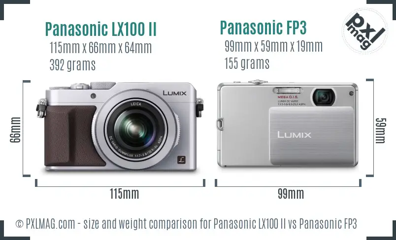 Panasonic LX100 II vs Panasonic FP3 size comparison