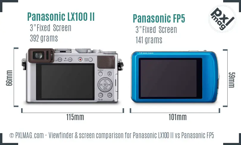 Panasonic LX100 II vs Panasonic FP5 Screen and Viewfinder comparison