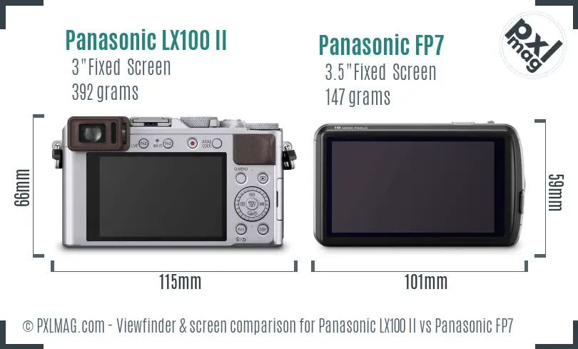 Panasonic LX100 II vs Panasonic FP7 Screen and Viewfinder comparison