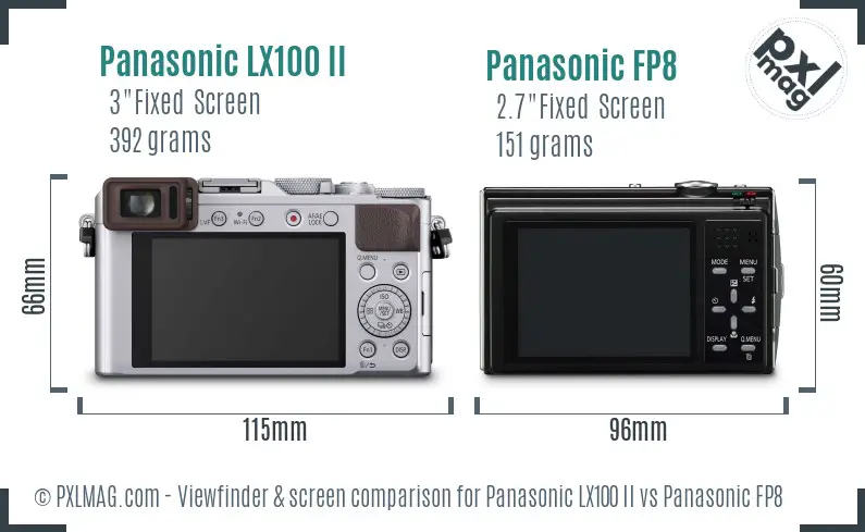 Panasonic LX100 II vs Panasonic FP8 Screen and Viewfinder comparison