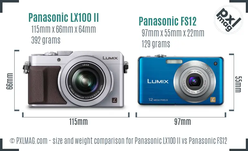 Panasonic LX100 II vs Panasonic FS12 size comparison
