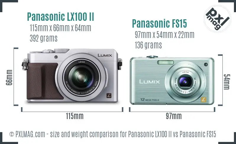 Panasonic LX100 II vs Panasonic FS15 size comparison