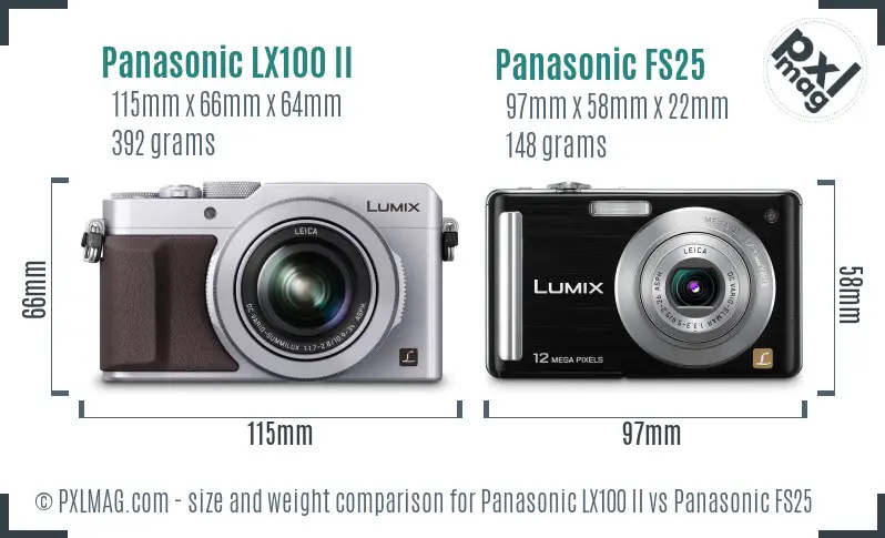 Panasonic LX100 II vs Panasonic FS25 size comparison