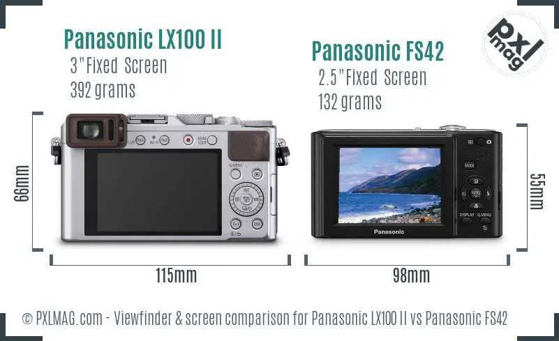 Panasonic LX100 II vs Panasonic FS42 Screen and Viewfinder comparison