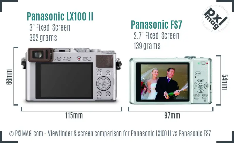 Panasonic LX100 II vs Panasonic FS7 Screen and Viewfinder comparison Panasonic LX100 II vs Panasonic FS7 Screen and Viewfinder comparison