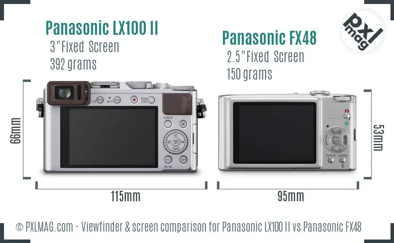 Panasonic LX100 II vs Panasonic FX48 Screen and Viewfinder comparison