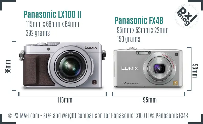 Panasonic LX100 II vs Panasonic FX48 size comparison