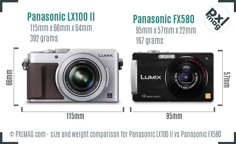 Panasonic LX100 II vs Panasonic FX580 size comparison