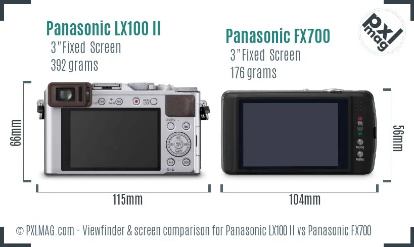 Panasonic LX100 II vs Panasonic FX700 Screen and Viewfinder comparison