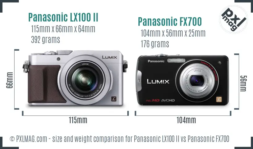 Panasonic LX100 II vs Panasonic FX700 size comparison