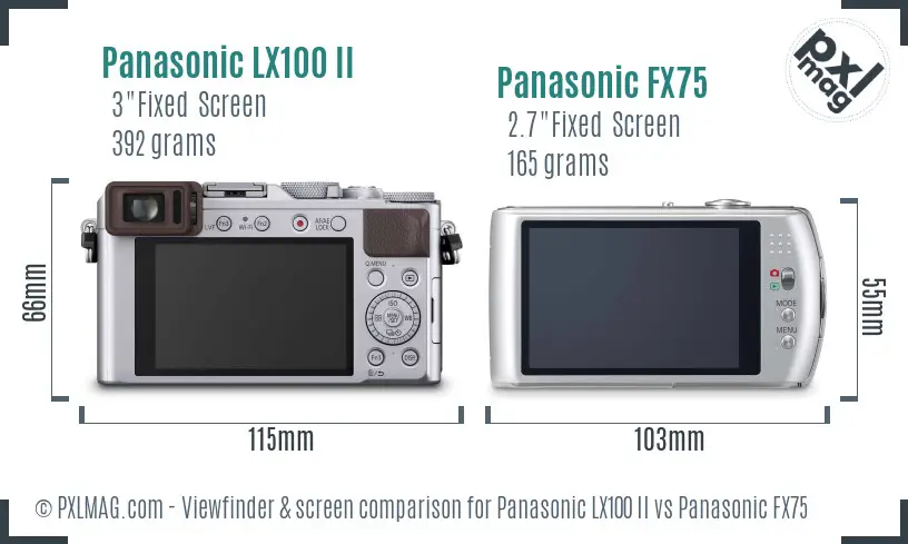 Panasonic LX100 II vs Panasonic FX75 Screen and Viewfinder comparison Panasonic LX100 II vs Panasonic FX75 Screen and Viewfinder comparison