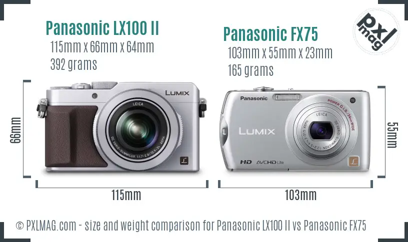 Panasonic LX100 II vs Panasonic FX75 size comparison