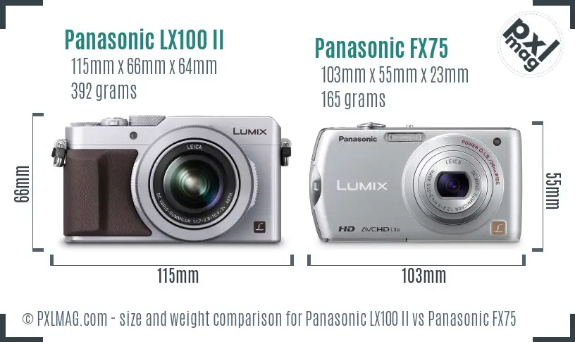 Panasonic LX100 II vs Panasonic FX75 size comparison Panasonic LX100 II vs Panasonic FX75 size comparison