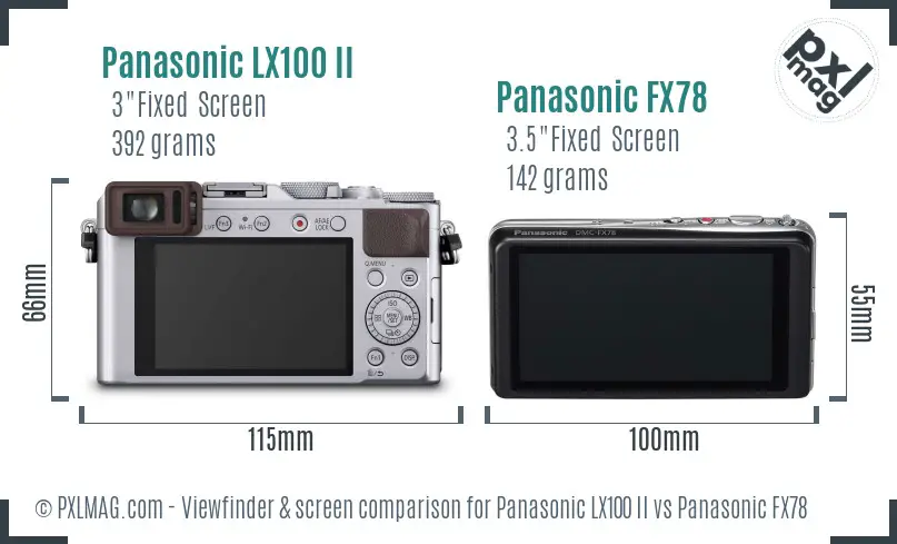 Panasonic LX100 II vs Panasonic FX78 Screen and Viewfinder comparison