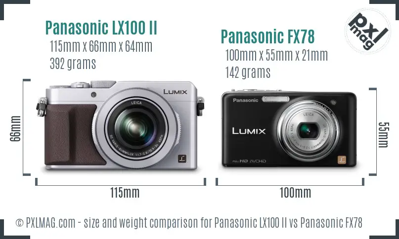 Panasonic LX100 II vs Panasonic FX78 size comparison