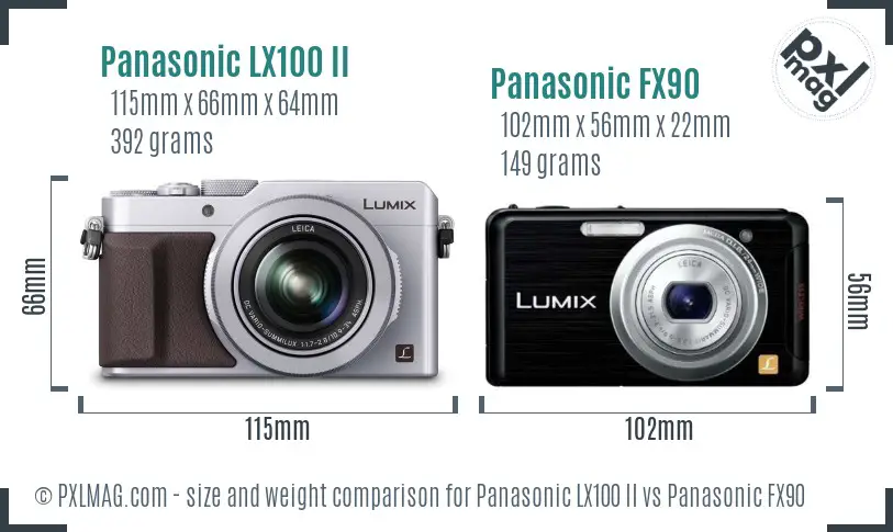 Panasonic LX100 II vs Panasonic FX90 size comparison
